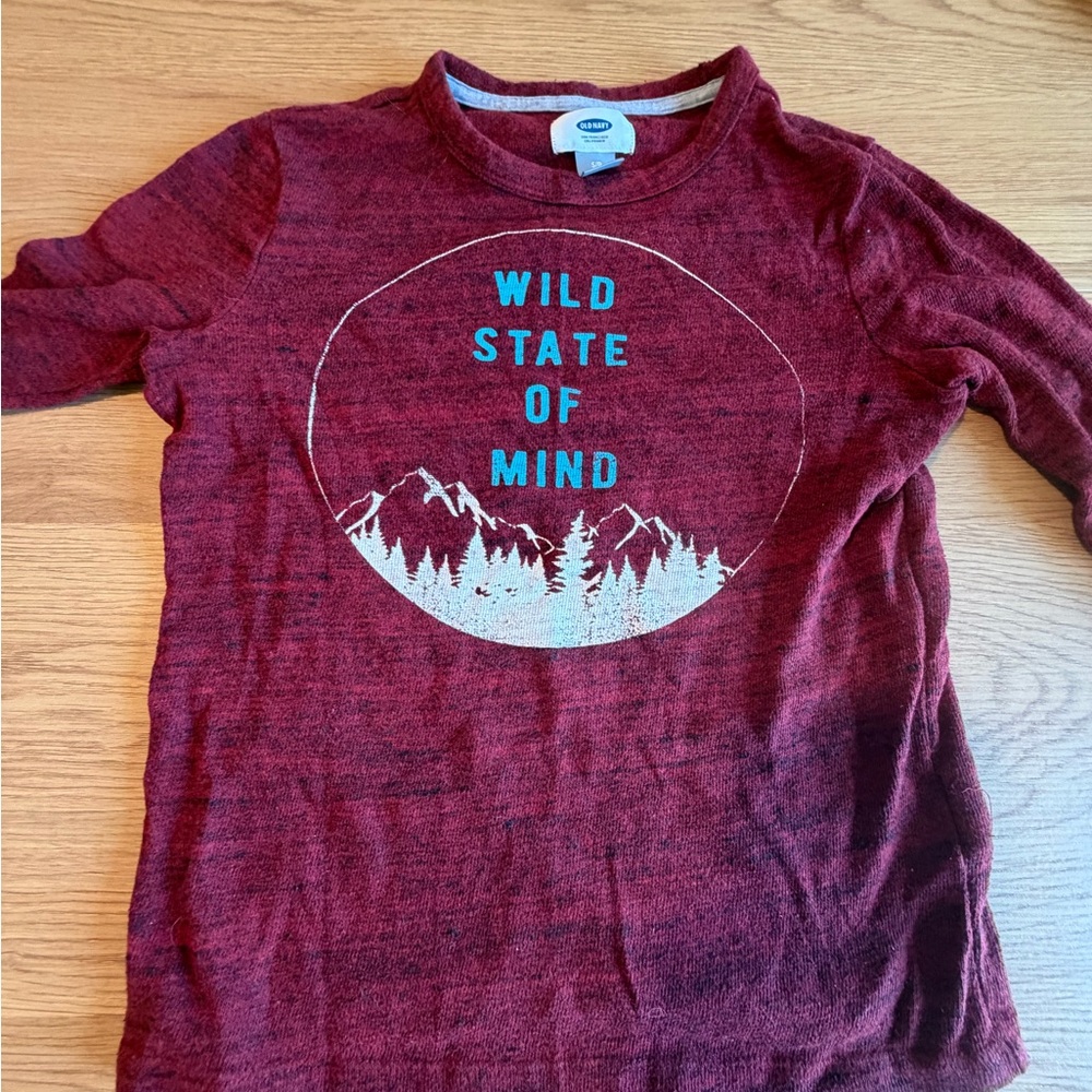 Old Navy Kids Burgundy 'Wild State of Mind' Long Sleeve Tee